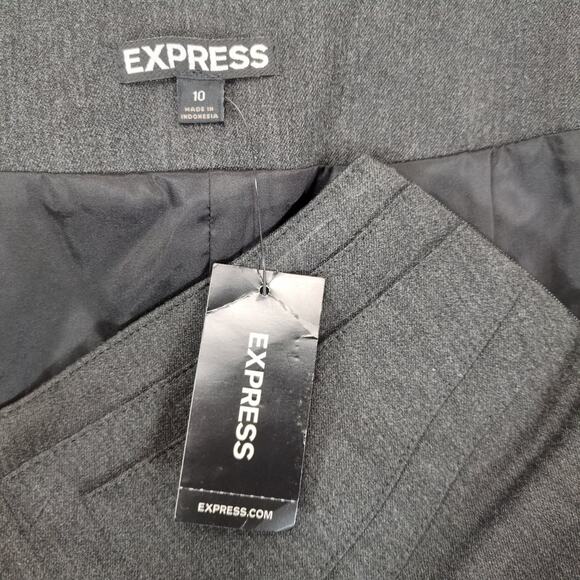 NWT Express Sz 10 Gray Paneled Short Pencil Skirt with Back Buckle Career Edgy - Picture 4 of 6